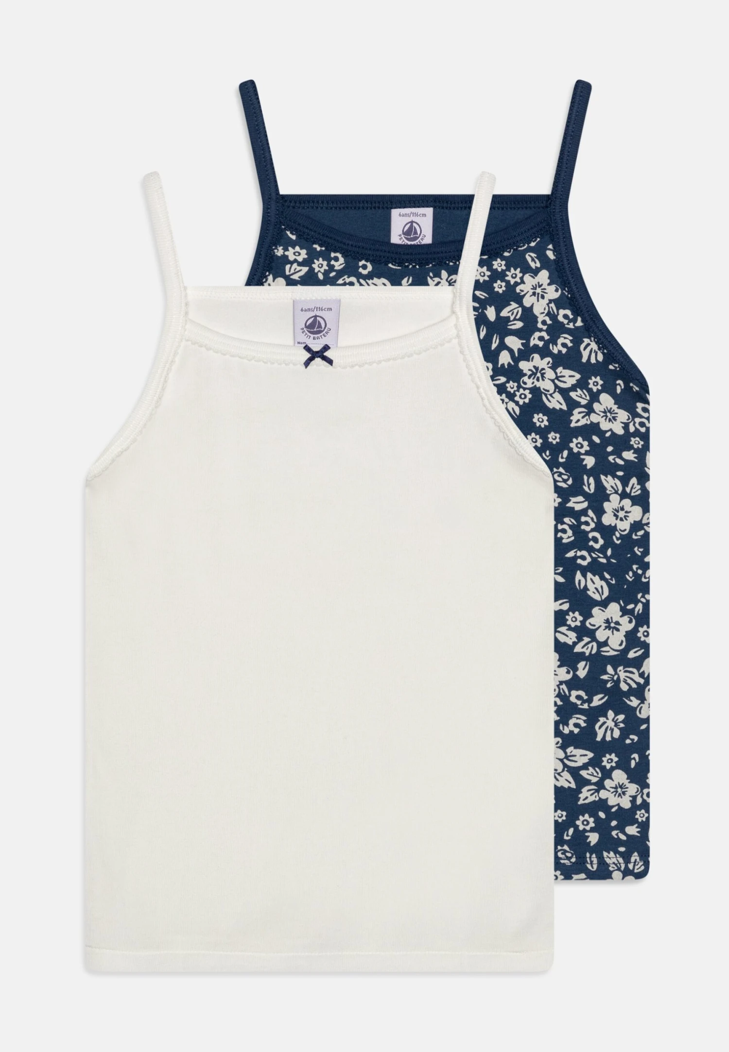 PETIT BATEAU Kids 2 Pack - Caraco - White/Dark Blue 3 PETIT BATEAU Kids 2 Pack - Caraco - White/Dark Blue