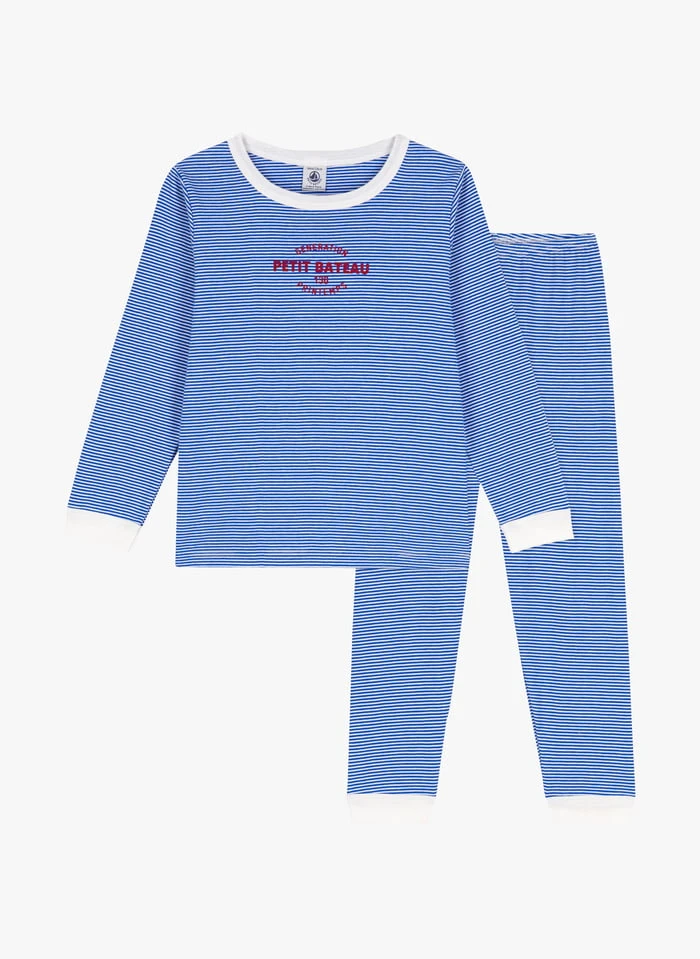 PETIT BATEAU Pyjama Milleraies En Coton Bio | Bleu 3 PETIT BATEAU Pyjama Milleraies En Coton Bio | Bleu