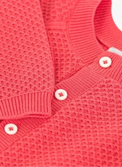 PETIT BATEAU Gilet Col Rond En Maille Nid D'abeille | Rouge -Petit Bateau 4146794