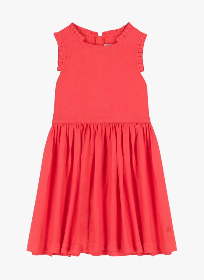 PETIT BATEAU Robe Midi Col Rond En Lin | Rouge 3 PETIT BATEAU Robe Midi Col Rond En Lin | Rouge