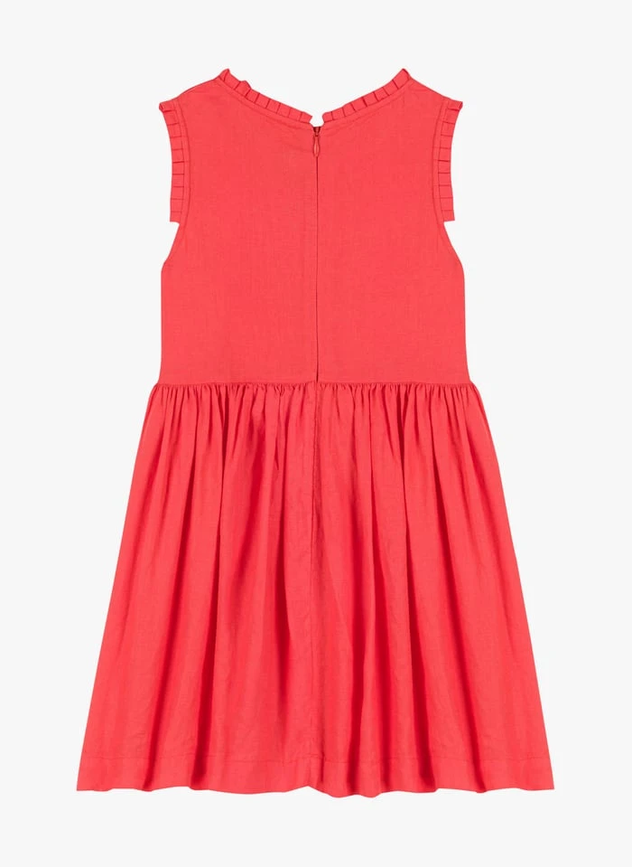 PETIT BATEAU Robe Midi Col Rond En Lin | Rouge 4 PETIT BATEAU Robe Midi Col Rond En Lin | Rouge – Image 2