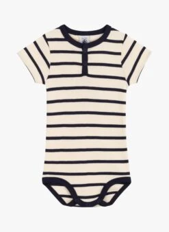PETIT BATEAU Body Col Tunisien Rayé En Coton | Noir