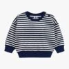 PETIT BATEAU Sweat Col Rond Rayé En Coton | Bleu -Petit Bateau 4146877