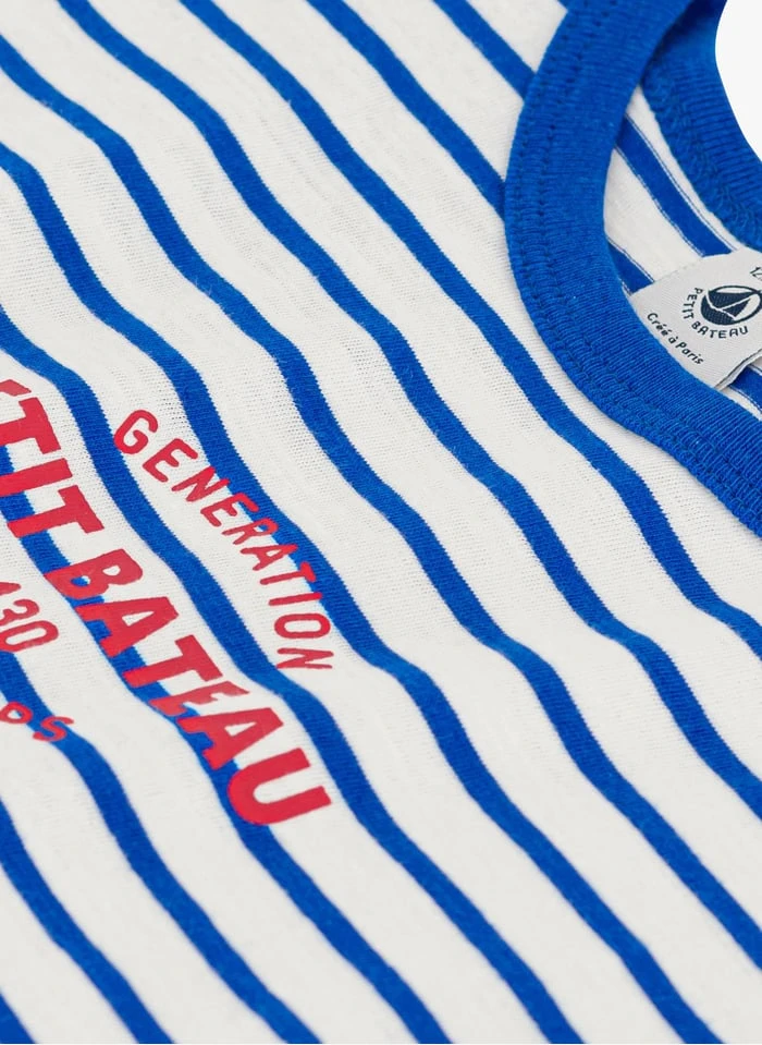 PETIT BATEAU Tee-shirt Col Rond Rayé En Coton | Bleu 5 PETIT BATEAU Tee-shirt Col Rond Rayé En Coton | Bleu – Image 3