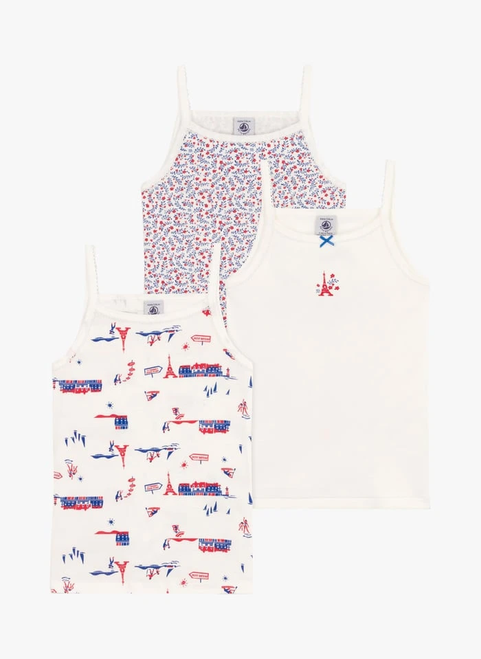 PETIT BATEAU Lot De 3 Débardeurs Paris En Coton Bio | Multicolore 3 PETIT BATEAU Lot De 3 Débardeurs Paris En Coton Bio | Multicolore