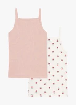 PETIT BATEAU Lot De 2 Débardeurs Fleurs En Coton Bio | Multicolore -Petit Bateau 4146949