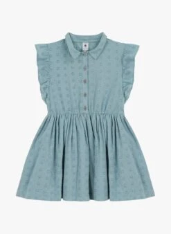 PETIT BATEAU Robe Col Classique Brodée En Coton | Bleu