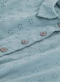 PETIT BATEAU Robe Col Classique Brodée En Coton | Bleu -Petit Bateau 4146962