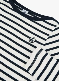 PETIT BATEAU Tee-shirt Marinière Col Bateau En Coton | Noir -Petit Bateau 4152214