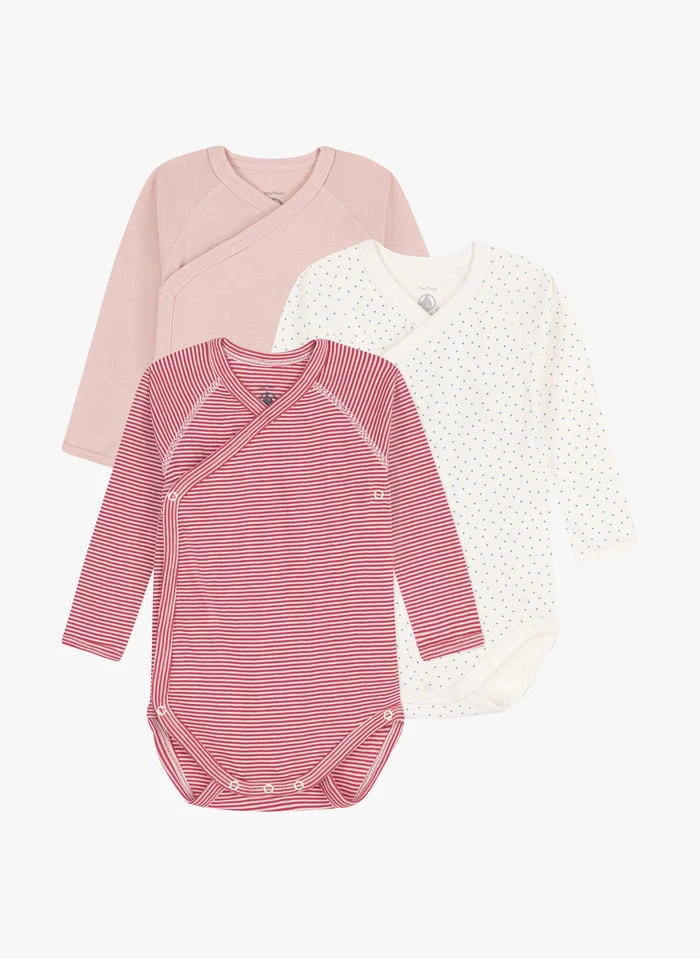 PETIT BATEAU Lot De 3 Bodies Croisés En Coton Bio | Multicolore 3 PETIT BATEAU Lot De 3 Bodies Croisés En Coton Bio | Multicolore