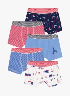 PETIT BATEAU Lot De 5 Boxers En Coton | Multicolore