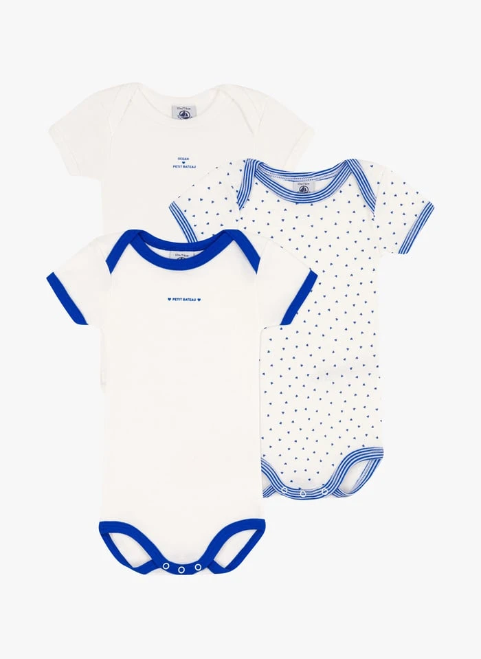 PETIT BATEAU Lot De 3 Bodies En Coton | Multicolore 3 PETIT BATEAU Lot De 3 Bodies En Coton | Multicolore