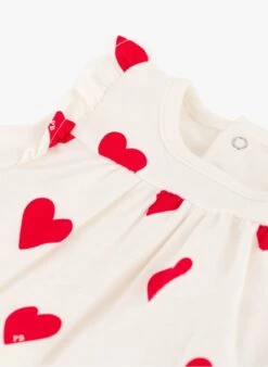 PETIT BATEAU Robe Courte Col Rond Imprimée Coeur En Coton | Orange -Petit Bateau 4152423