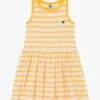PETIT BATEAU Robe Courte Col Rond à Rayures En Coton | Jaune -Petit Bateau 4152431