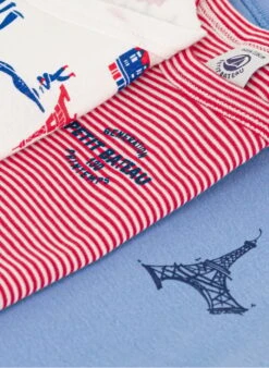 PETIT BATEAU Lot De 3 Tee-shirts Col Rond Imprimé En Coton | Multicolore -Petit Bateau 4152445