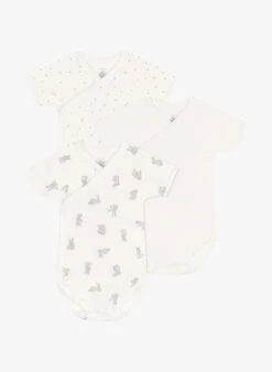 PETIT BATEAU Lot De 3 Bodies Lapins En Coton Bio | Multicolore