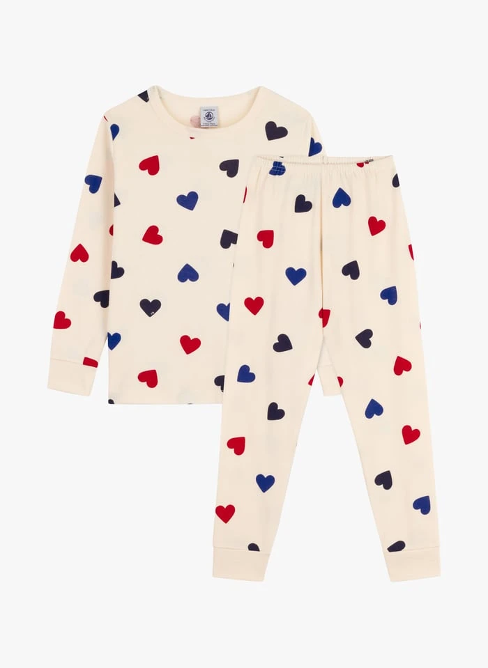 PETIT BATEAU Pyjama Coeurs En Coton Bio | Multicolore 3 PETIT BATEAU Pyjama Coeurs En Coton Bio | Multicolore