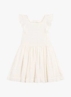 PETIT BATEAU Robe Courte Col Carré Brodée En Coton | Blanc