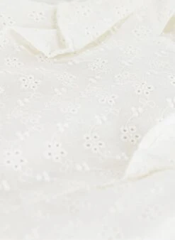 PETIT BATEAU Robe Courte Col Carré Brodée En Coton | Blanc -Petit Bateau 4158818