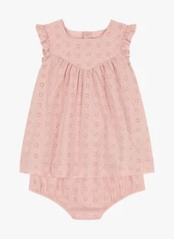 PETIT BATEAU Robe Col Carré Avec Bloomer En Broderie Anglaise | Rose