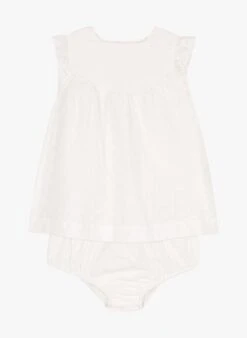 PETIT BATEAU Robe Avec Bloomer En Broderie Anglaise | Blanc