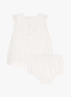 PETIT BATEAU Robe Avec Bloomer En Broderie Anglaise | Blanc -Petit Bateau 4158847