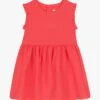 PETIT BATEAU Robe Courte Col Rond En Lin | Rouge -Petit Bateau 4158861