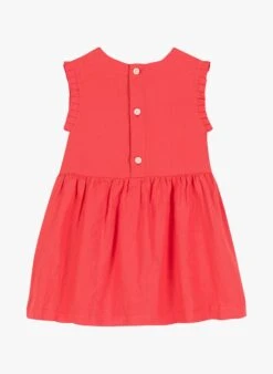 PETIT BATEAU Robe Courte Col Rond En Lin | Rouge -Petit Bateau 4158862