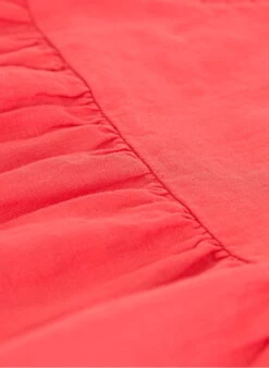 PETIT BATEAU Robe Courte Col Rond En Lin | Rouge -Petit Bateau 4158863