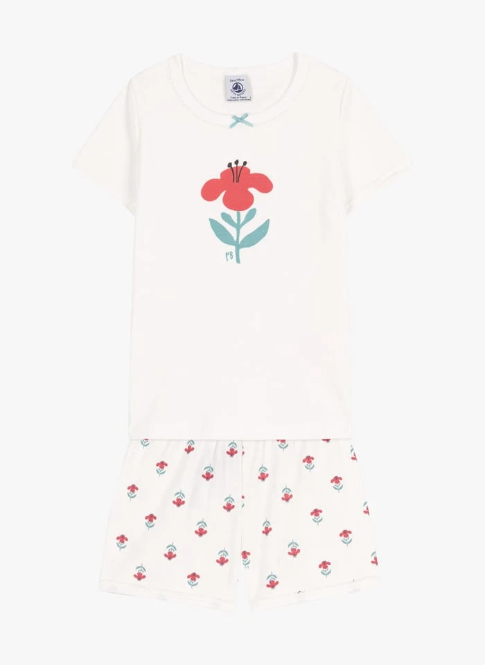 PETIT BATEAU Pyjama Short Fleurs En Coton Bio | Multicolore 3 PETIT BATEAU Pyjama Short Fleurs En Coton Bio | Multicolore