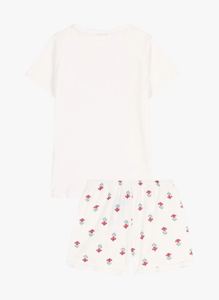PETIT BATEAU Pyjama Short Fleurs En Coton Bio | Multicolore 5 PETIT BATEAU Pyjama Short Fleurs En Coton Bio | Multicolore â Image 3