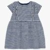 PETIT BATEAU Robe Col Rond à Rayures En Coton | Bleu -Petit Bateau 4158902