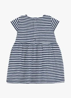 PETIT BATEAU Robe Col Rond à Rayures En Coton | Bleu -Petit Bateau 4158903