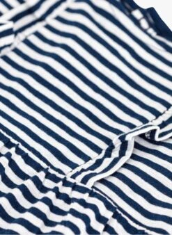 PETIT BATEAU Robe Col Rond à Rayures En Coton | Bleu -Petit Bateau 4158904