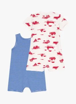 PETIT BATEAU Lot De 2 Combinaison Courtes En Coton Bio | Multicolore -Petit Bateau 4158924