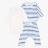 PETIT BATEAU Ensemble En Molleton Rayé En Coton Bio | Bleu -Petit Bateau 4158942