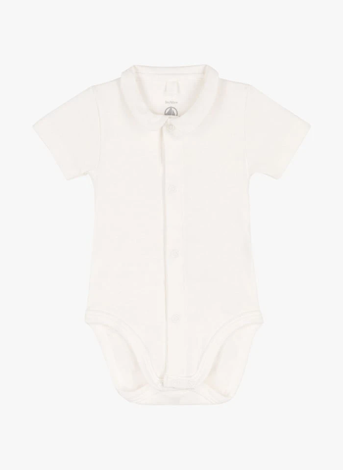 PETIT BATEAU Body Avec Col Claudine En Coton | Blanc 3 PETIT BATEAU Body Avec Col Claudine En Coton | Blanc