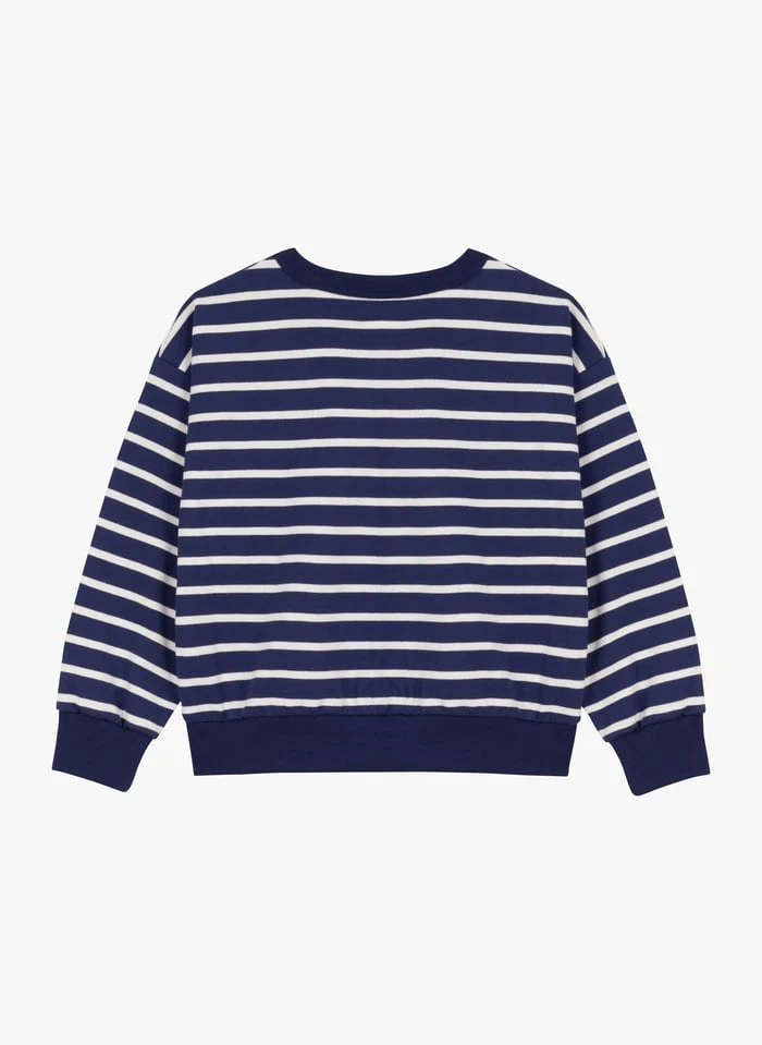 PETIT BATEAU Sweat Col Rond Rayé En Coton | Bleu 4 PETIT BATEAU Sweat Col Rond Rayé En Coton | Bleu – Image 2