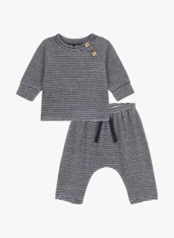 PETIT BATEAU Ensemble à Rayures En Velours | Noir -Petit Bateau 4163459
