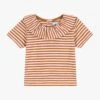 PETIT BATEAU Top Col Rond En Coton à Rayures | Orange -Petit Bateau 4163467