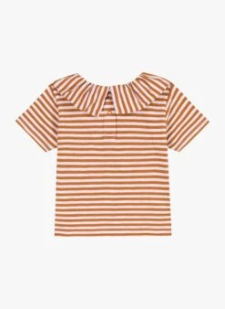 PETIT BATEAU Top Col Rond En Coton à Rayures | Orange -Petit Bateau 4163468