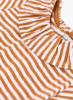 PETIT BATEAU Top Col Rond En Coton à Rayures | Orange -Petit Bateau 4163470