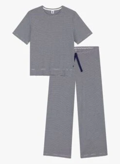 PETIT BATEAU Pyjama à Rayures En Coton | Noir