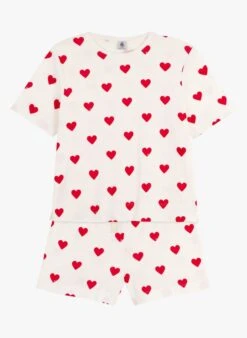 PETIT BATEAU Pyjama Imprimé Coeur En Coton | Orange