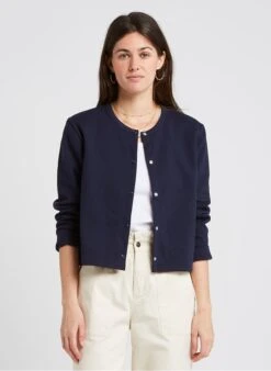 PETIT BATEAU Cardigan Col Rond En Coton Mélangé | Noir -Petit Bateau 4176137