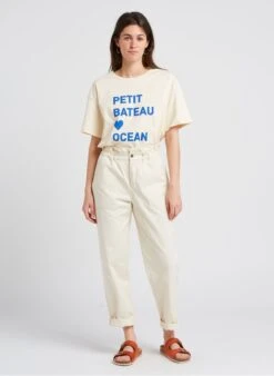 PETIT BATEAU Tee-shirt Col Rond à Rayures En Coton | Beige -Petit Bateau 4176153