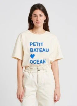 PETIT BATEAU Tee-shirt Col Rond à Rayures En Coton | Beige