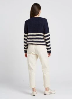 PETIT BATEAU Pull Col Rond Rayé En Coton | Noir -Petit Bateau 4176160