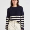 PETIT BATEAU Pull Col Rond Rayé En Coton | Noir -Petit Bateau 4176163