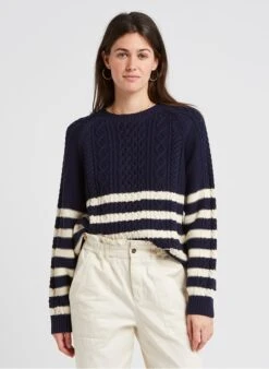 PETIT BATEAU Pull Col Rond Rayé En Coton | Noir